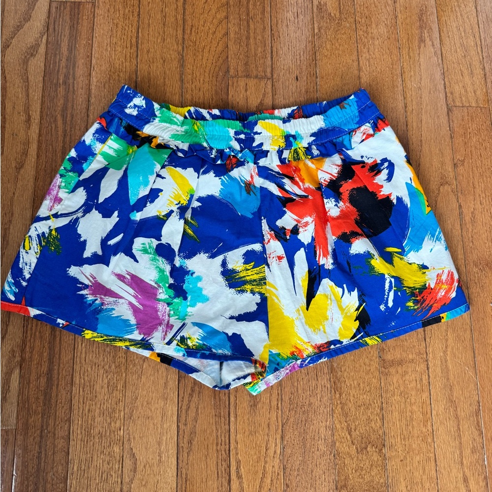 Zara Blue Multi Brushstroke Print Shorts